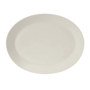 424-AMU022 12" x 9 1/2" Oval Modena Platter - Ceramic, Pearl White