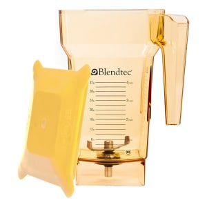 525-4071006 75 oz FourSide™ Jar w/ Yellow Hard Lid & 3" Wingtip Blade - Tritan, Yellow
