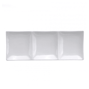 324-F8010000895 3 Compartment Buffalo Serving Dish - 12" x 4 3/4", Porcelain, Bright White
