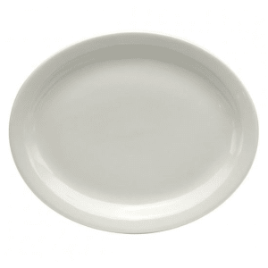 324-F9000000359 Oval Buffalo Platter - 11 1/2" x 9 1/2", Porcelain, Cream White