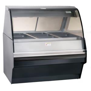 139-TY2SYS48BLK 48" Halo Heat® Full Service Hot Food Display - Curved Glass, 120/208-240v/1p...