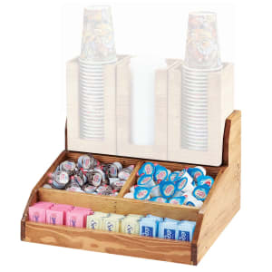 151-201999 Condiment Station w/ (3) Compartments & Top Shelf - Reclaimed Wood