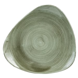 893-PABGTR91 9" Triangular Patina Plate - Ceramic, Burnished Green