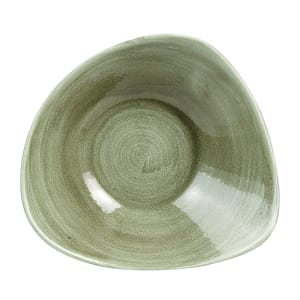 893-PABGTRB61 9 oz Triangular Patina Bowl - Ceramic, Burnished Green