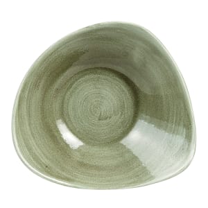 893-PABGTRB91 21 oz Triangular Patina Bowl - Ceramic, Burnished Green