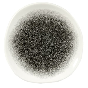 893-RKBQOG71 7 1/4" Round Raku Plate - Ceramic, Quartz Black