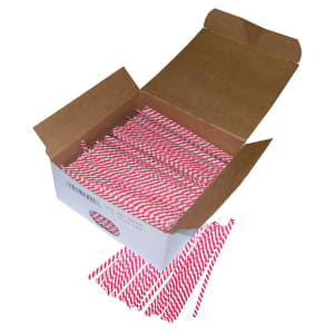 231-4015 4" Red & White Striped Twist-Tie for Cello Apple Wrap Bags