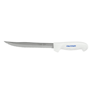 135-24293 8" Slicer w/ Soft White Rubber Handle, Carbon Steel
