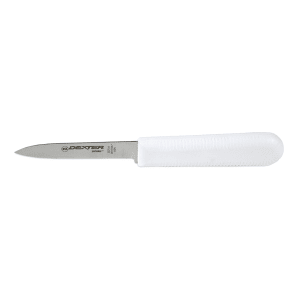 135-24333 3 1/4" Paring Knife w/ Soft White Rubber Handle, Carbon Steel