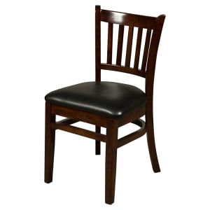 256-WC102WA Dining Chair w/ Vertical Slat Back & Black Vinyl Seat - Beechwood Frame, Walnut F...