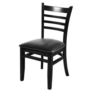 256-WC101BLK Dining Chair w/ Ladder Back & Black Vinyl Seat - Beechwood Frame, Black