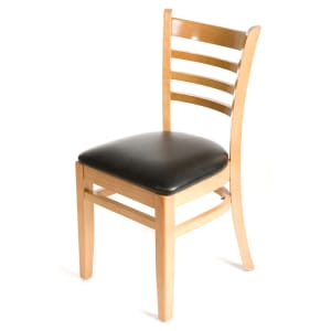 256-WC101NT Dining Chair w/ Ladder Back & Black Vinyl Seat - Beechwood Frame, Natural Finish