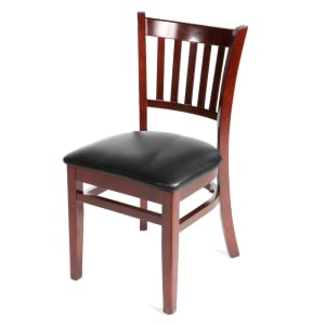 256-WC102MH Dining Chair w/ Vertical Slat Back & Black Vinyl Seat - Beechwood Frame, Mahogany...