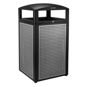 874-47140SIL 40 gal Outdoor Decorative Trash Can - Metal, Silver