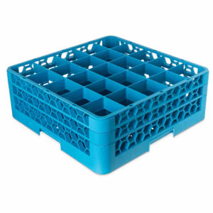 028-RG25214 OptiClean™ Glass Rack w/ (25) Compartments - (2) Extenders, Blue