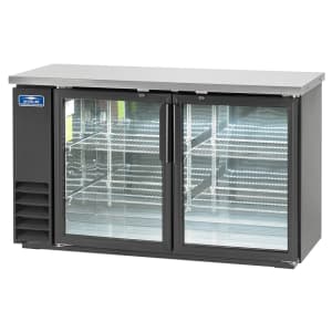 150-ABB60G 61" Bar Refrigerator - 2 Swinging Glass Doors, Black, 115v