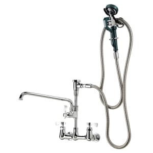 381-19112L 12"H Wall Mount Pre Rinse Faucet - 1 3/5 GPM, Base with Nozzle