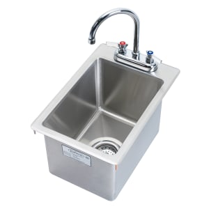 381-HS1419 Drop-in Commercial Hand Sink w/ 10 3/8"L x 14"W x 9"D Bowl, Gooseneck Faucet