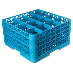 028-RG16414 OptiClean™ Glass Rack w/ (16) Compartments - (4) Extenders, Blue