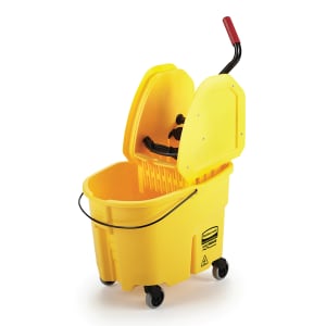 007-757788YEL 35 qt WaveBrake Mop Bucket Combo - Down Press Wringer, Plastic, Yellow