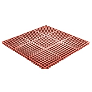 195-T56S0033RD  Square Anti-Fatigue Floor Mat - 3' x 3', Rubber, Red