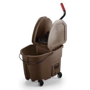007-757788BRN 35 qt WaveBrake Mop Bucket Combo - Down Press Wringer, Plastic, Brown