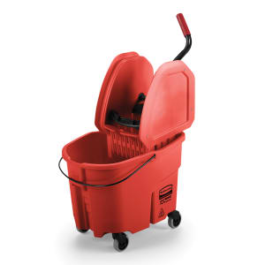 007-FG757888RED 35 qt WaveBrake Mop Bucket Combo - Down Press Wringer, Plastic, Red