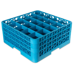 028-RG25314 OptiClean™ Glass Rack w/ (25) Compartments - (3) Extenders, Blue