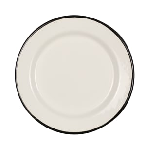 229-80018 8" Round Enamelware Plate - Porcelain, Creamy White