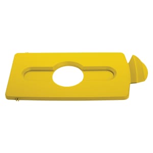 007-2007881 Hinged Lid Insert for 23 gal Slim Jim® Recycling Containers - Bottles/Cans, 16 1/2" x 8", Yellow