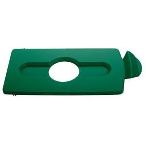 007-2007885 Hinged Lid Insert for 23 gal Slim Jim® Recycling Containers - Bottles/Cans, 16 1/2" x 8", Green