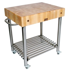 416-CUCD15 Cucina D'Amico Cart, 24 W x 30 L x 35"H, Stainless Shelf, Maple Top