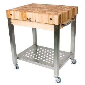 416-CUCT24 Cucina Technica Cart, Stainless Undershelf, 4" Rock Maple Top, 30 x 24"
