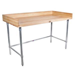 416-DNB17 96" Maple Top Bakers Table w/ 4" Splash & Open Base, 36"D