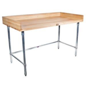 416-DSB07 60" Maple Top Bakers Table w/ 4" Splash & Open Base, 30"D