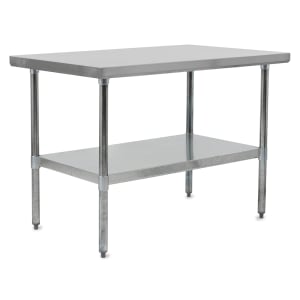 416-FBLG9618 96" 18 ga Work Table w/ Undershelf & 430 Series Stainless Flat Top