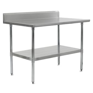 416-FBLGR57230 72" 18 ga Work Table w/ Undershelf & 430 Series Stainless Top, 5" Backsplash
