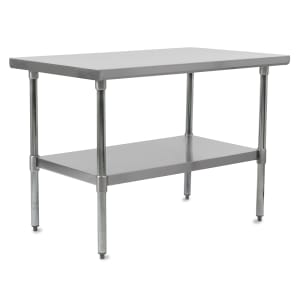 416-FBLS9630 96" 18 ga Work Table w/ Undershelf & 430 Series Stainless Flat Top