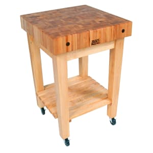 416-GBC 4" Maple Top Butcher Block Work Table w/ Undershelf - 24"L x 24"D