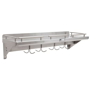 416-GRWS24UB Cucina Mensola Grande, Wall Shelf with Pot Rack & Galley Rail, Stainless, 24&quo...