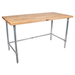 416-JNB03 Hard Rock Maple Work Table, Galvanized Legs, 24 x 60 x 36" H
