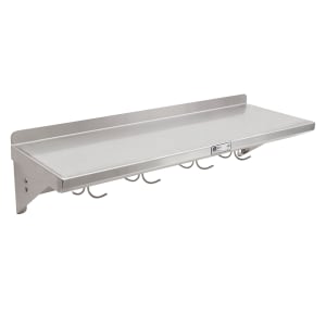 416-MENSL36P Mensola, Wall Shelf with Pot Rack,Stainless, 12"Wide, 36"Long