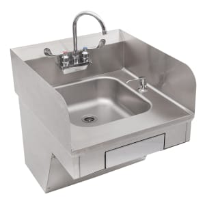 416-PBHSADAPSTD Splash Mount Hand Sink w/ Gooseneck Faucet, 4" On-Center, 14 x 10 x 5" Bowl