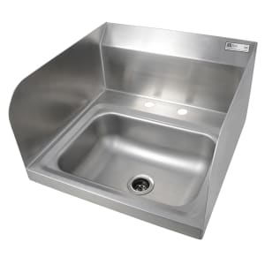 416-PBHSW14102DMSSLR Deck Mount Hand Sink w/ 2 Side Splash, 4" On-Center, 14 x 10 x 5" Bowl