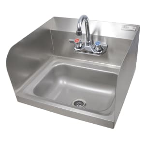 416-PBHSW1410PSSLR Wall Mount Commercial Hand Sink w/ 14"L x 10"W x 5"D Bowl, Side Splashes