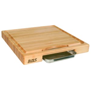 416-PM18180225PRK Gift Collection w/ 18x18x2 1/4" Cutting Board, Pan & Rocker Knife, Cream