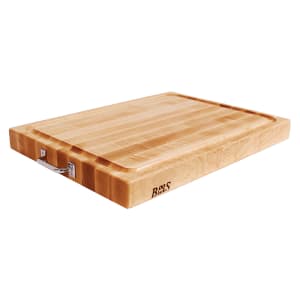 416-RAFR2418 Cutting Board, Maple with Stainless Handles, Juice Groove, 24 x 18 x 2 1/4" Thi...
