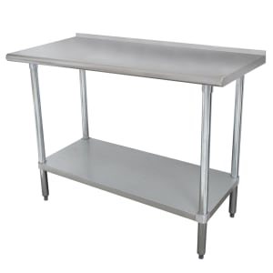 009-FLAG366X 72" 16 ga Work Table w/ Undershelf & 430 Series Stainless Top, 1 1/2" Backsplash