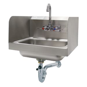 009-7PS40 Wall Mount Commercial Hand Sink w/ 14"L x 10"W x 5"D Bowl, Side Splashes