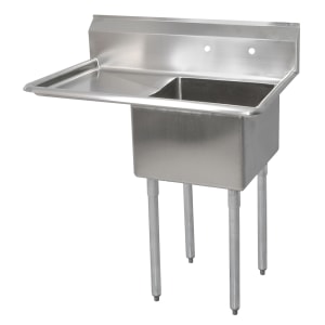 416-E1S81812L18 38 1/2" 1 Compartment Sink w/ 18"L x 18"W Bowl, 12" Deep
